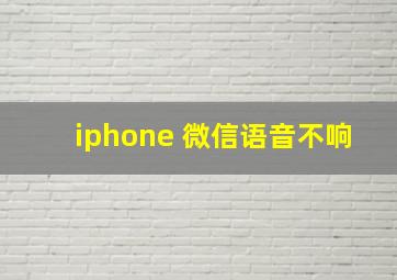 iphone 微信语音不响